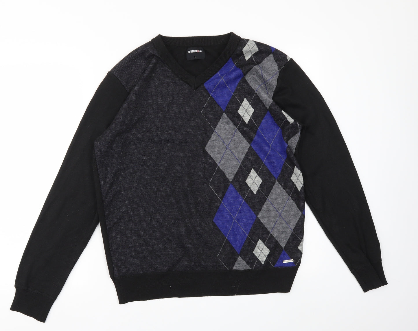 River Road Mens Multicoloured Argyle/Diamond  Pullover Sweatshirt Size M