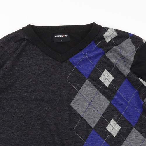 River Road Mens Multicoloured Argyle/Diamond  Pullover Sweatshirt Size M