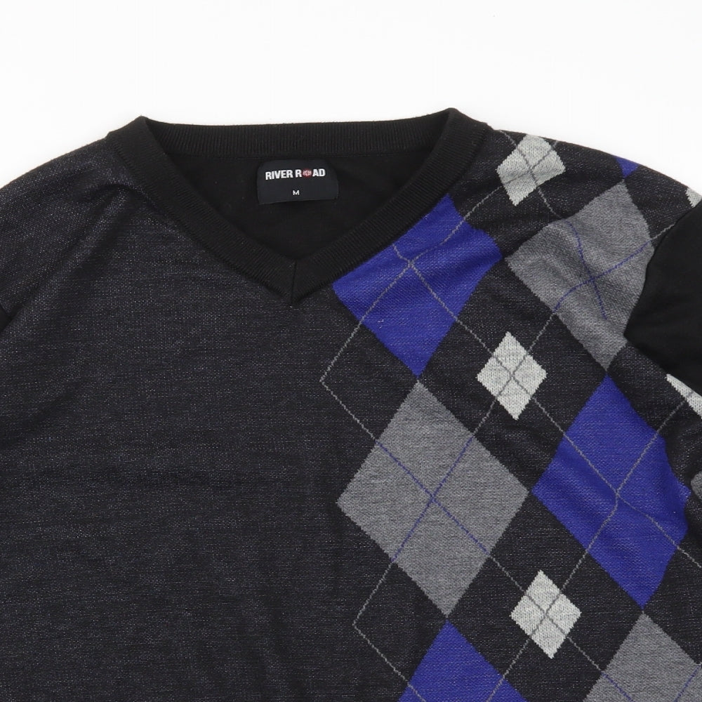 River Road Mens Multicoloured Argyle/Diamond  Pullover Sweatshirt Size M