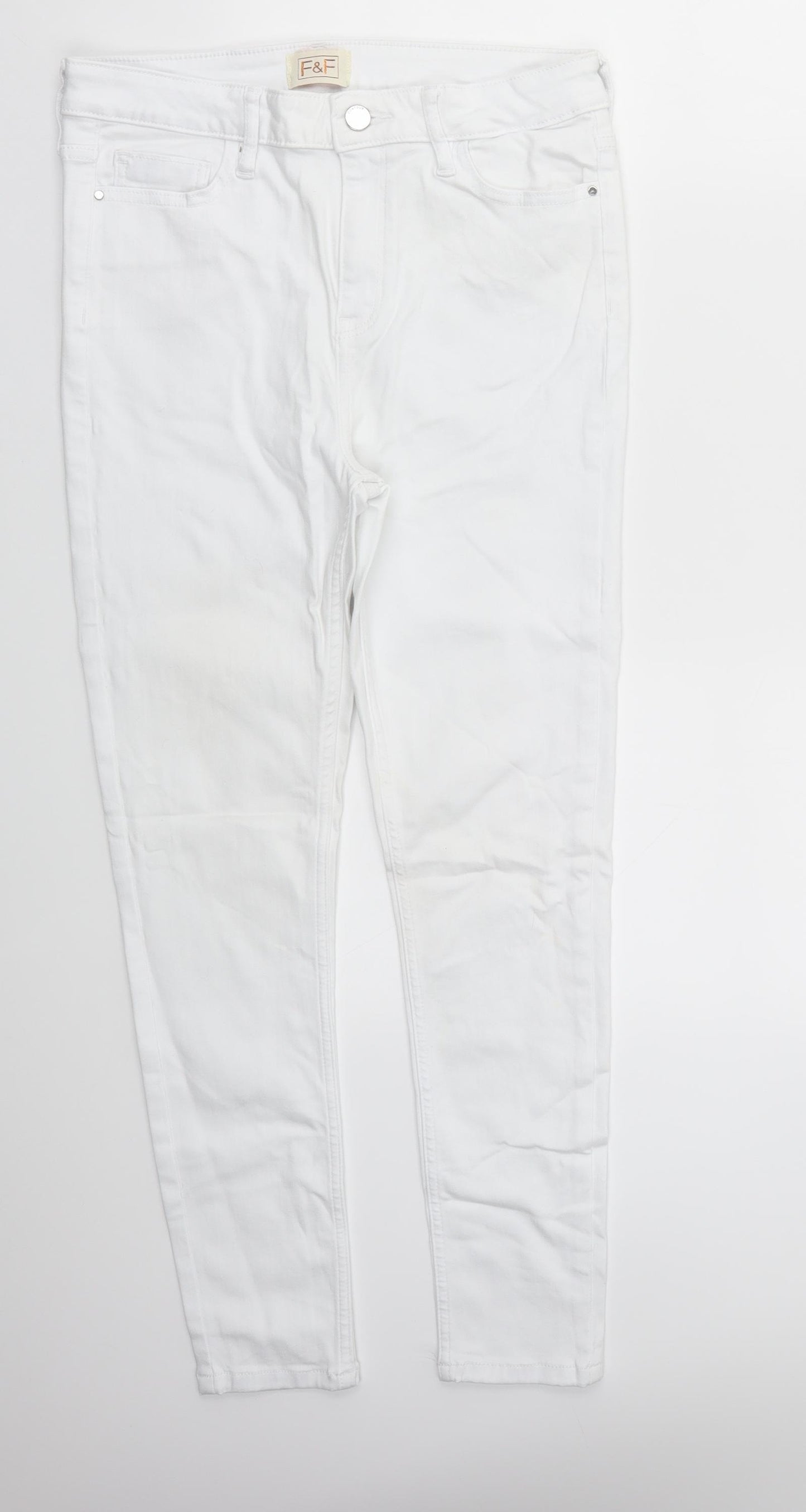 F&F Womens White   Skinny Jeans Size 12 L26 in