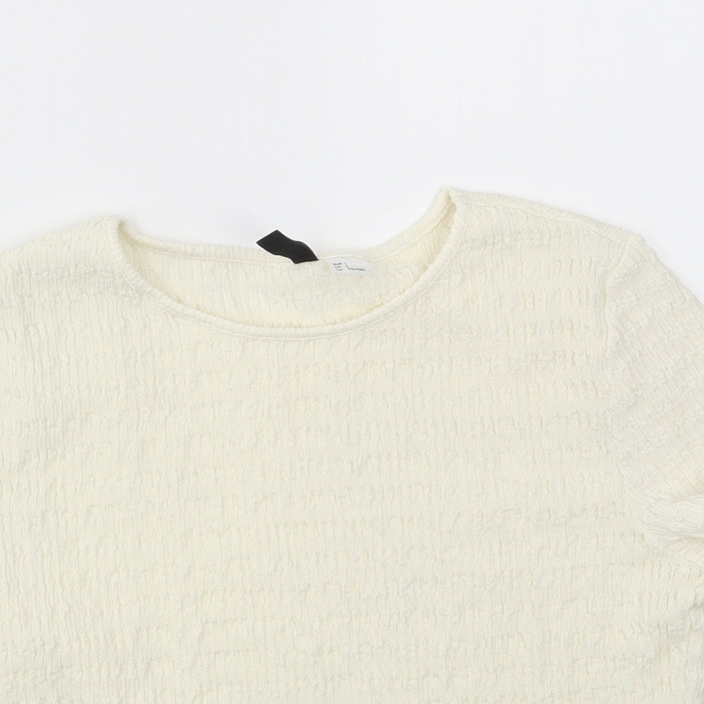 H&M Womens Ivory   Basic T-Shirt Size L
