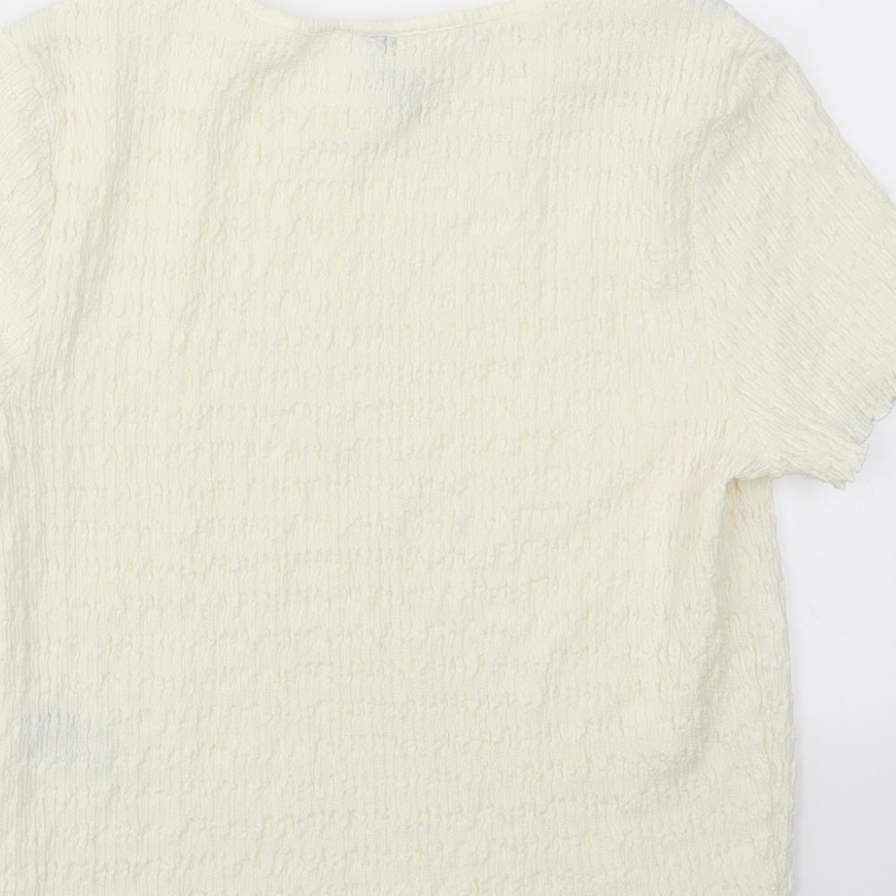 H&M Womens Ivory   Basic T-Shirt Size L