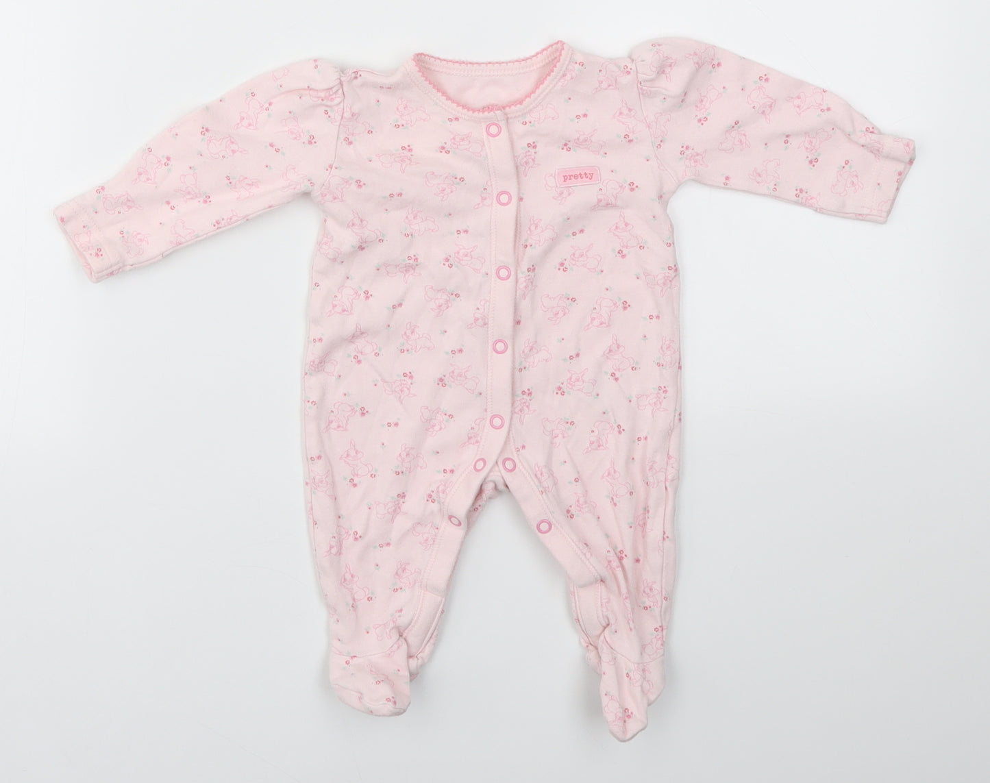 George Girls Pink Animal Print  Babygrow One-Piece Size 0-3 Months
