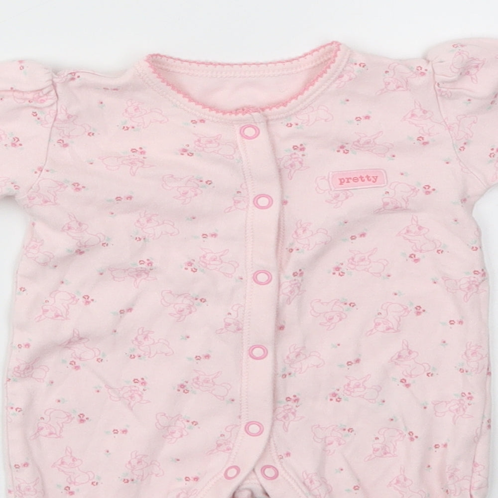 George Girls Pink Animal Print  Babygrow One-Piece Size 0-3 Months
