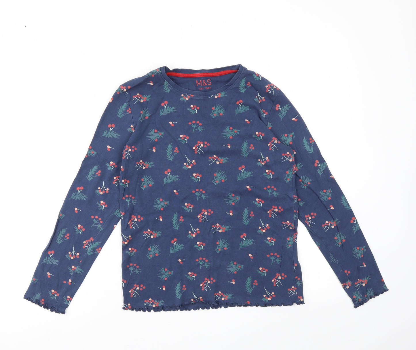 Girls Blue Floral  Top Pyjama Top Size 12-13 Years