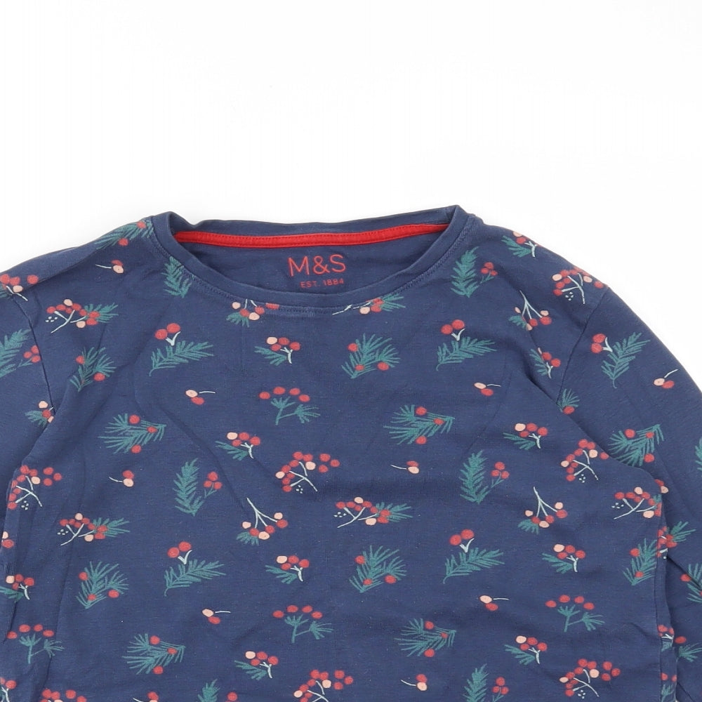 Girls Blue Floral  Top Pyjama Top Size 12-13 Years