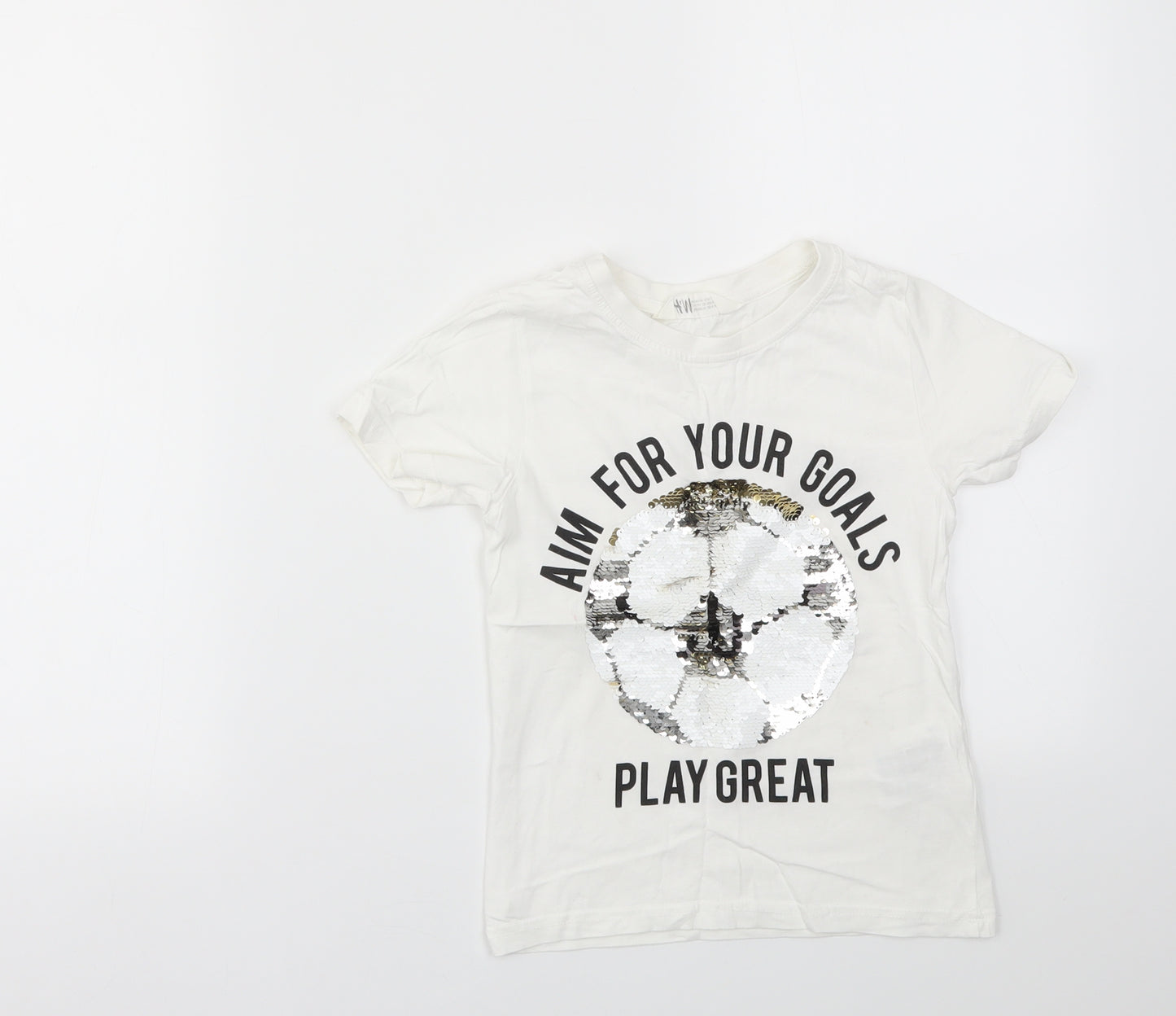 H&M Girls White   Basic T-Shirt Size 4-5 Years