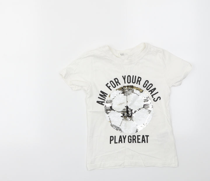 H&M Girls White   Basic T-Shirt Size 4-5 Years