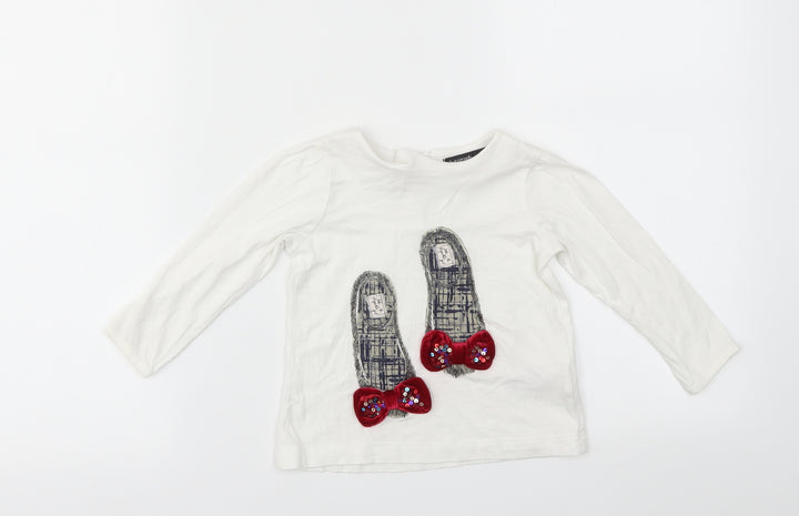M&S Girls White Basic T-Shirt Size 12-18 Months