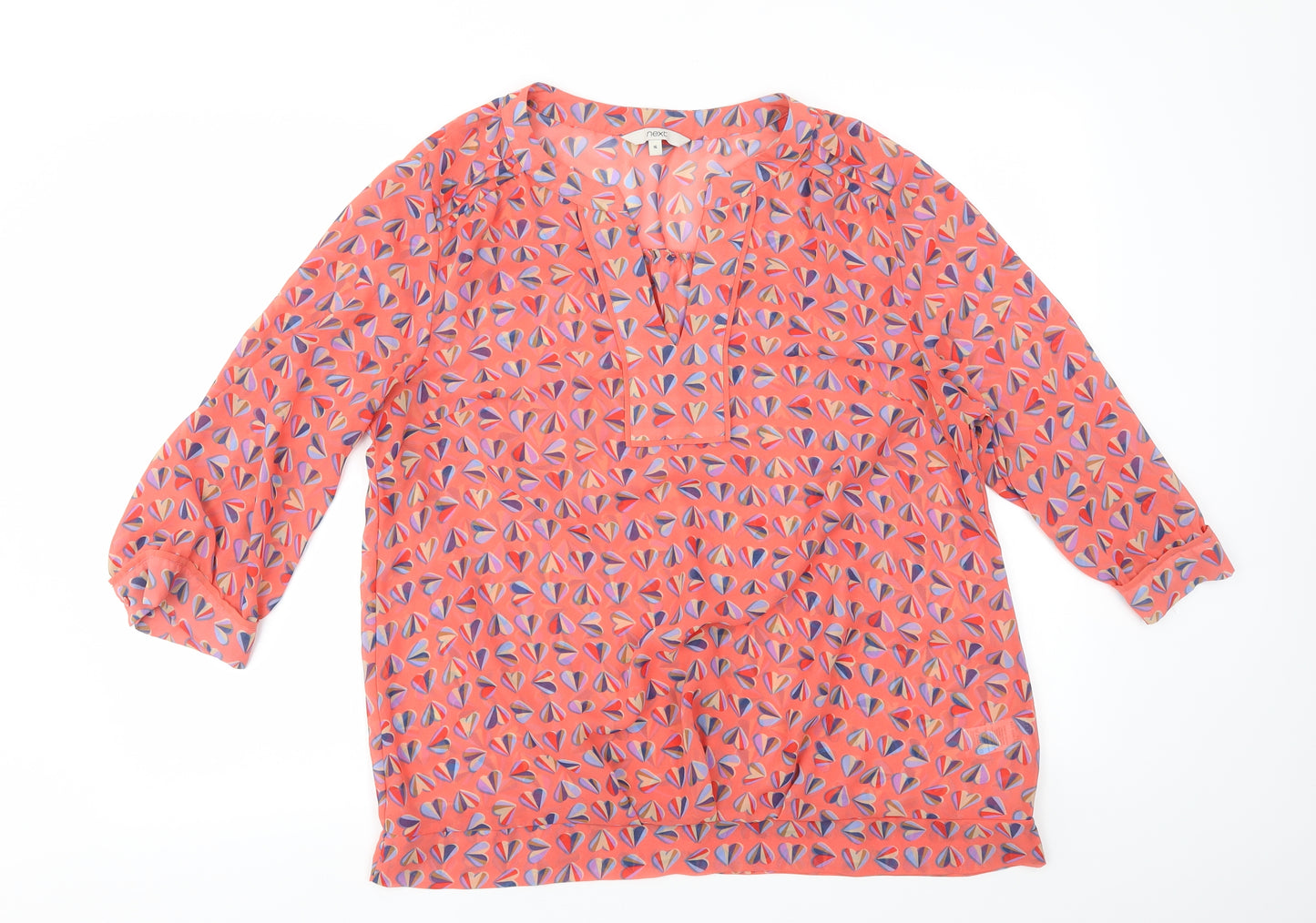 NEXT Womens Red Geometric  Basic Blouse Size 16