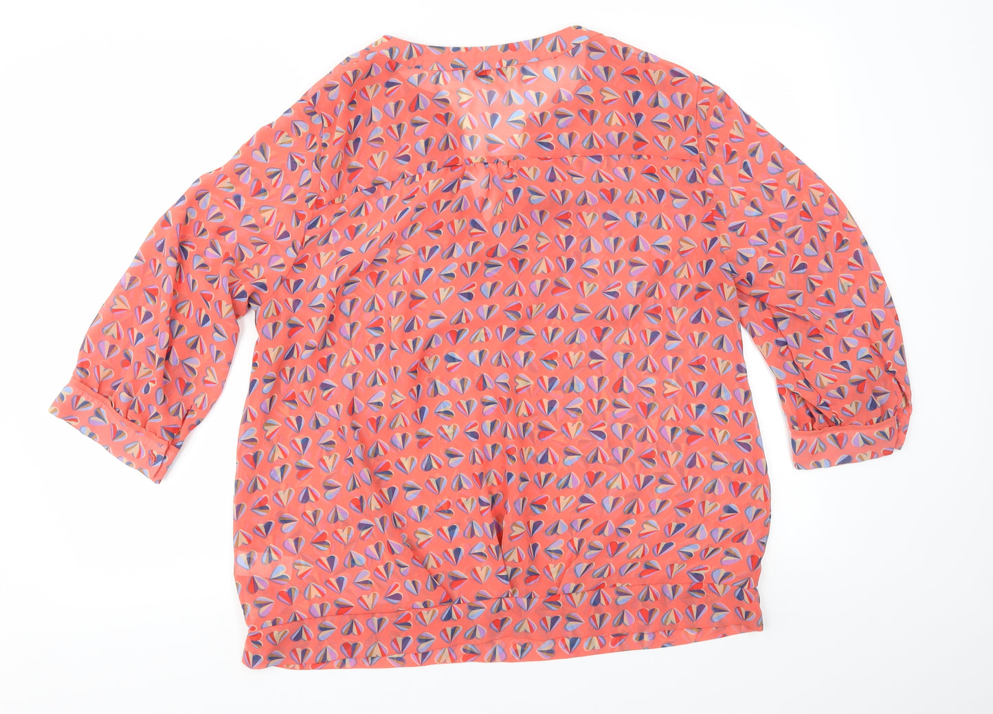 NEXT Womens Red Geometric  Basic Blouse Size 16