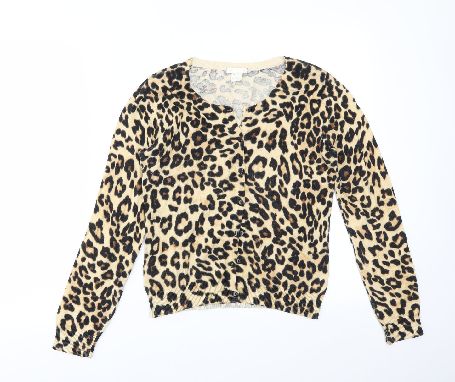 H&M Womens Brown Animal Print  Cardigan Jumper Size S
