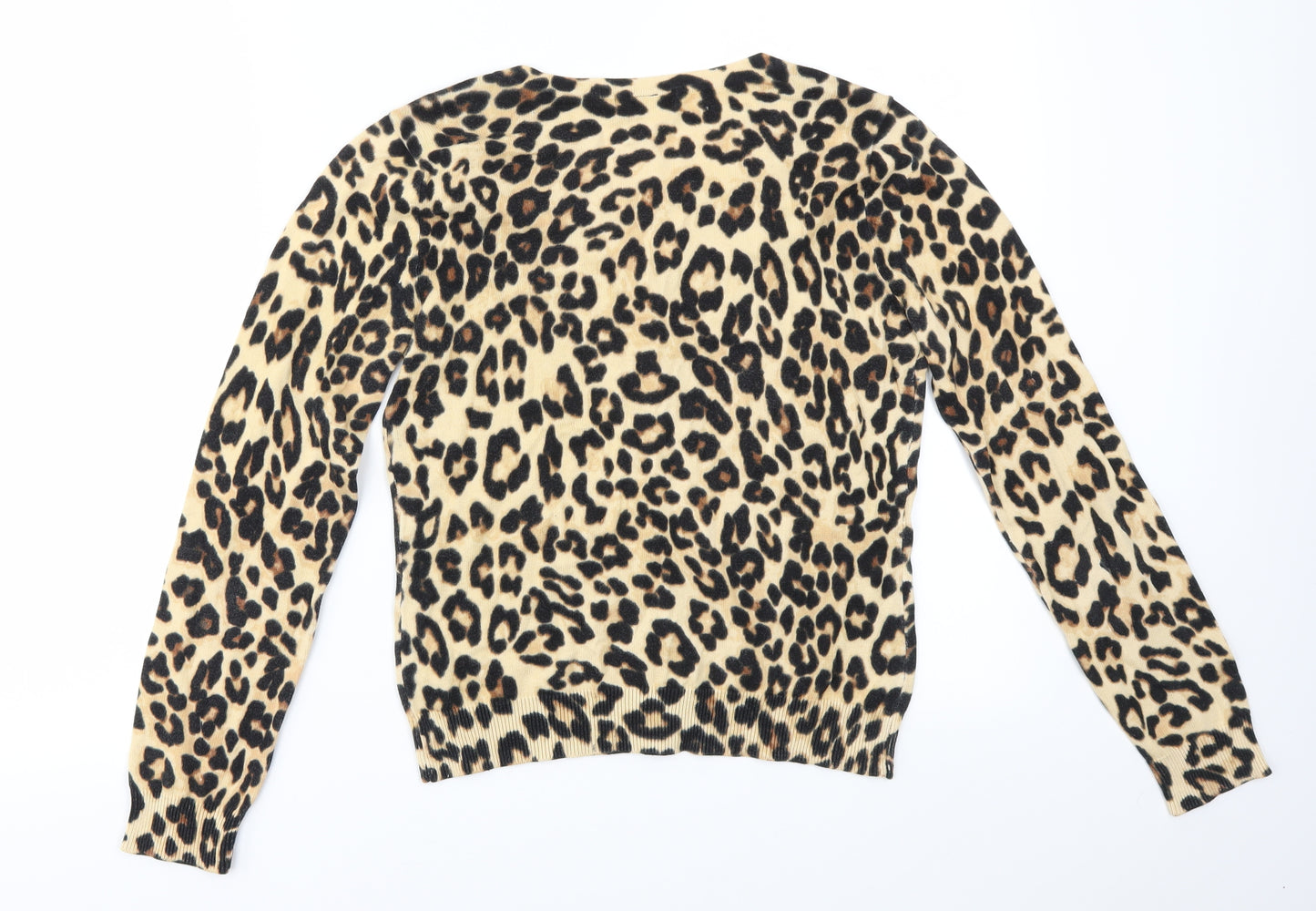 H&M Womens Brown Animal Print  Cardigan Jumper Size S