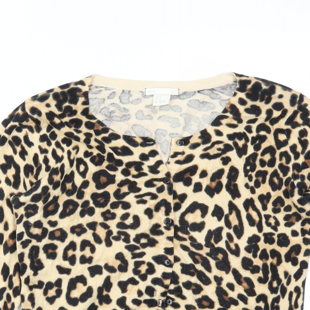 H&M Womens Brown Animal Print  Cardigan Jumper Size S