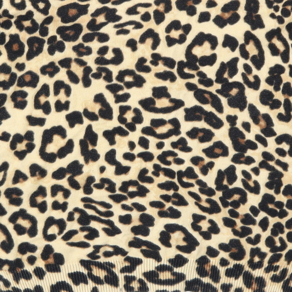H&M Womens Brown Animal Print  Cardigan Jumper Size S