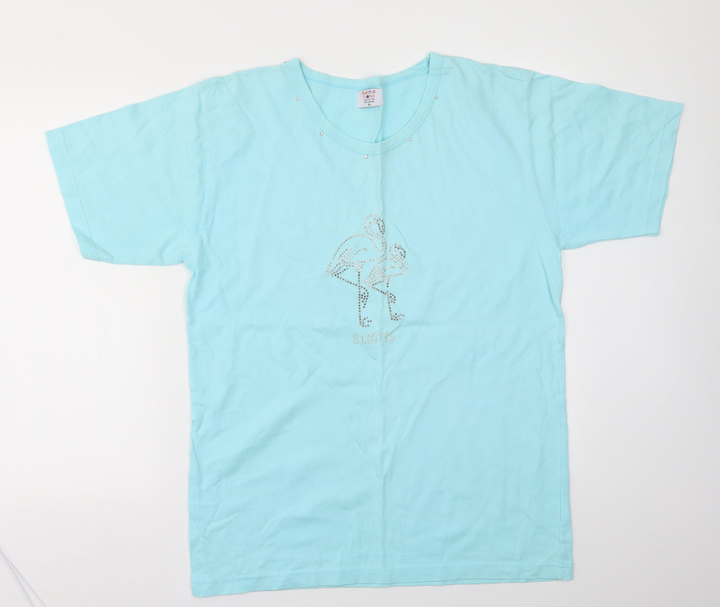 TROPICAL WORLD Womens Blue   Basic T-Shirt Size XL