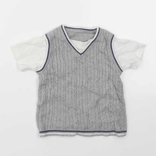 George Boys Grey   Basic T-Shirt Size 9-12 Months