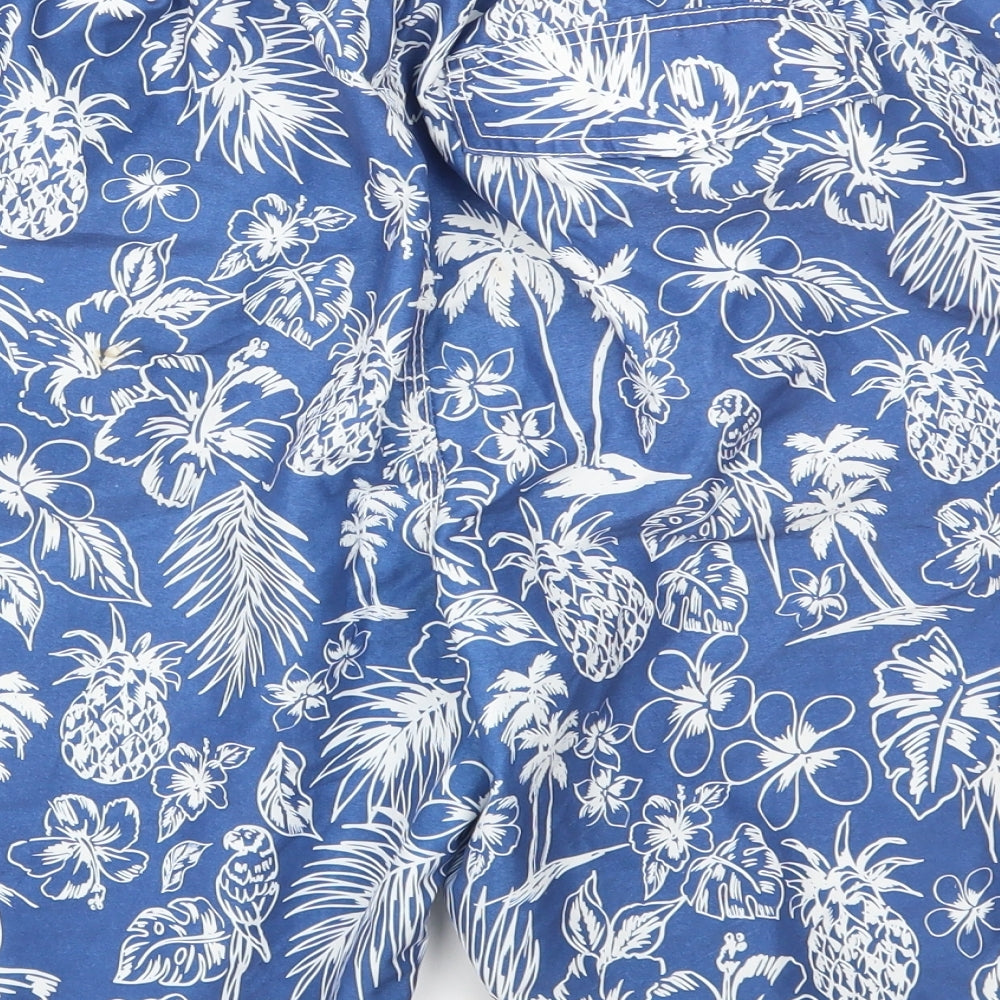 F&F Mens Blue Floral  Sweat Shorts Size XL