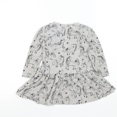 NEXT Girls Grey Geometric  Fit & Flare  Size 3-4 Years