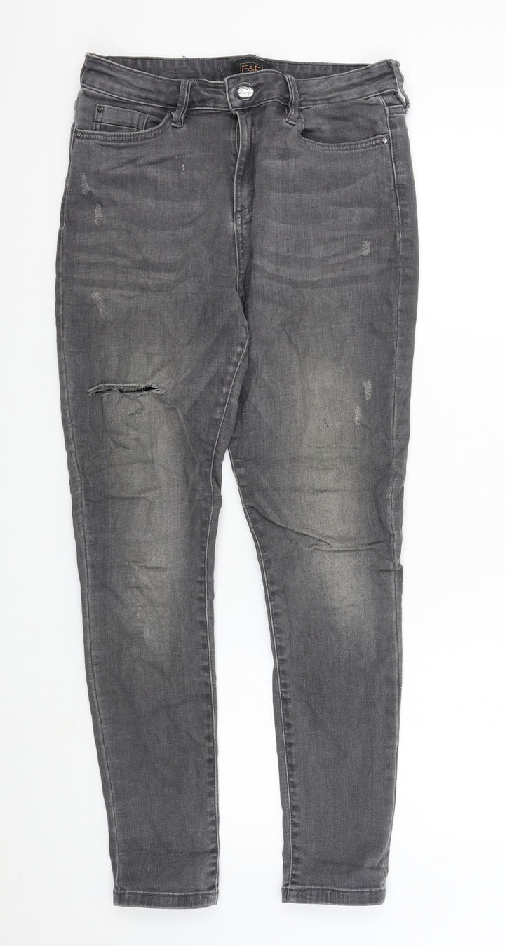 F&F Womens Grey Skinny Jeans Size 12 L28 in