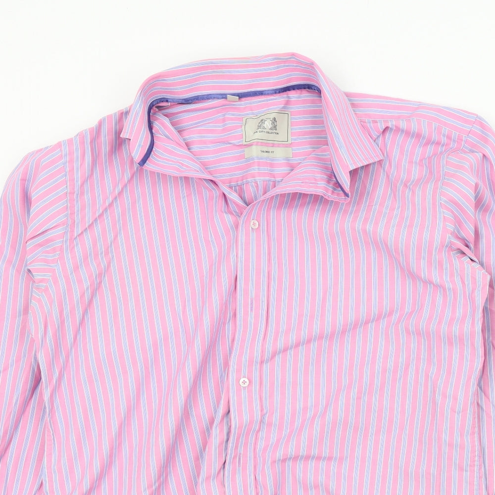 NEXT Mens Orange Striped   Button-Up Size 16