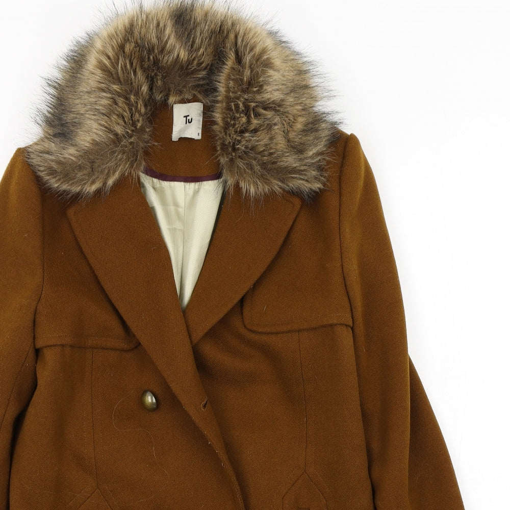 TU Womens Brown   Overcoat Coat Size 8