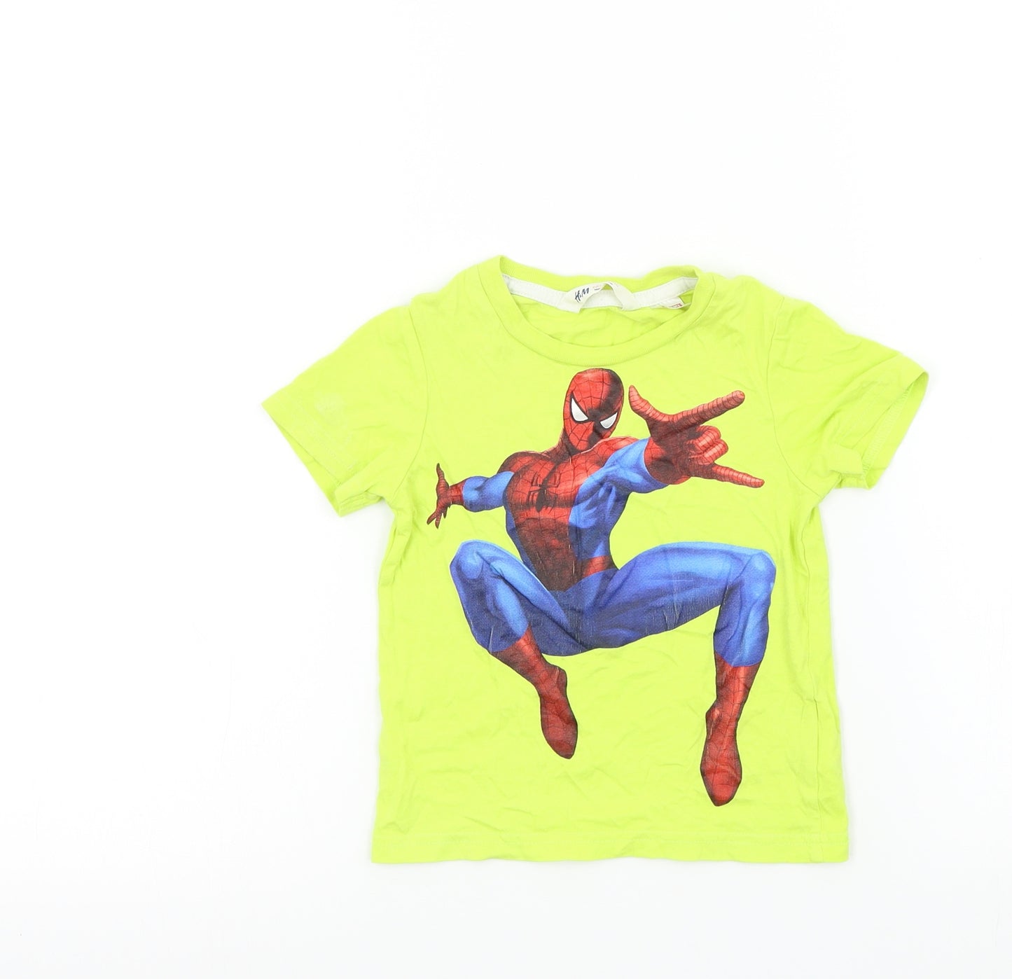 H&M Boys Yellow Colourblock  Basic T-Shirt Size 18-24 Months  - spider man
