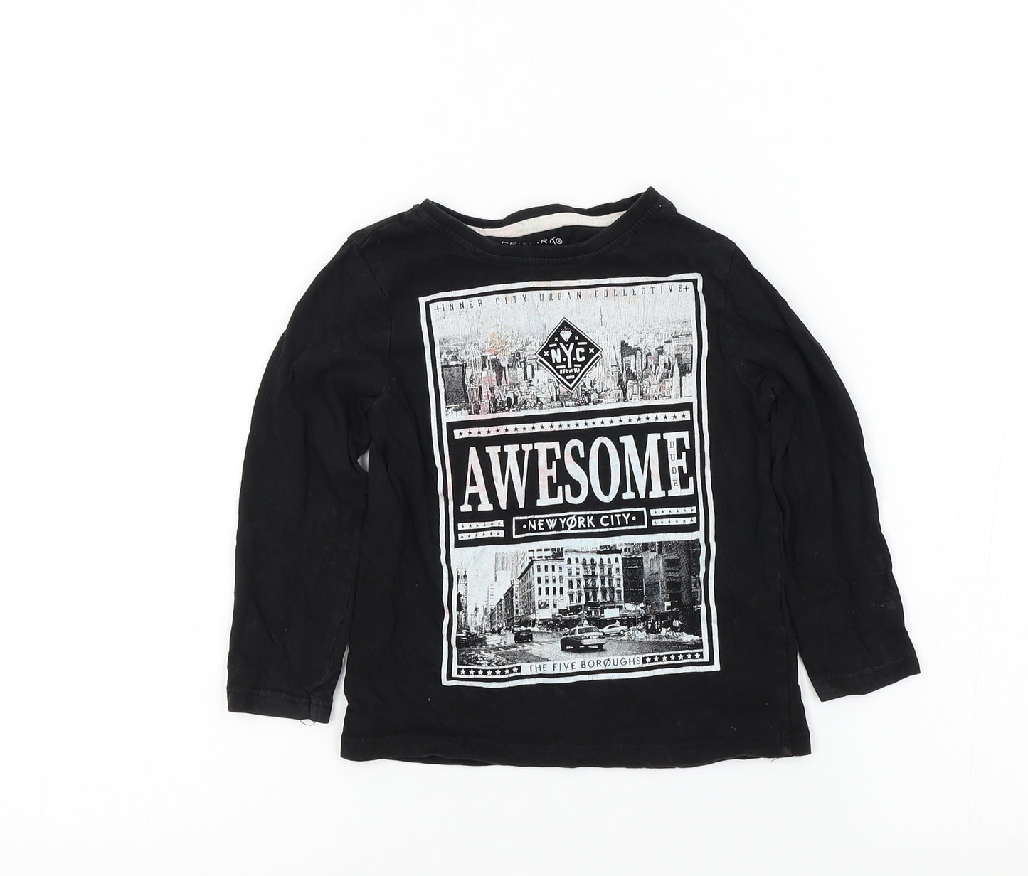 Primark Boys Black Colourblock  Basic T-Shirt Size 2-3 Years
