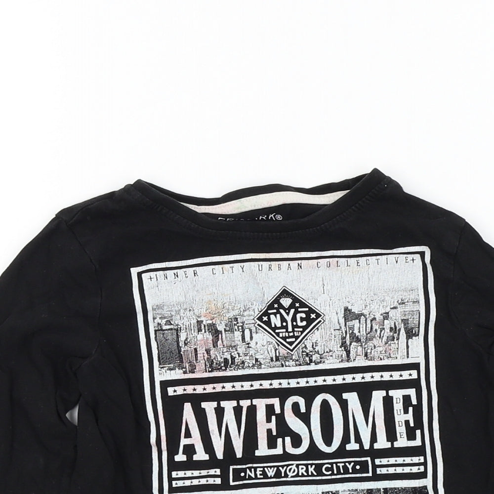 Primark Boys Black Colourblock  Basic T-Shirt Size 2-3 Years