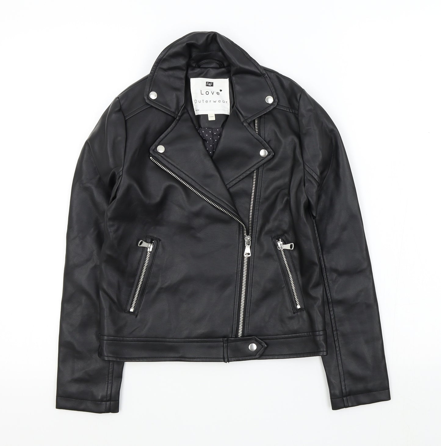 F&F Girls Black Colourblock  Jacket  Size 9-10 Years