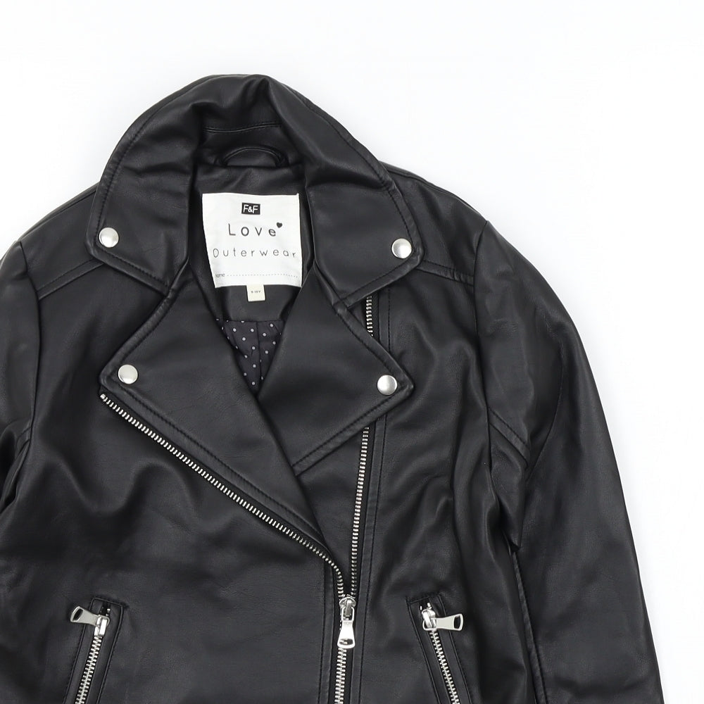 F&F Girls Black Colourblock  Jacket  Size 9-10 Years