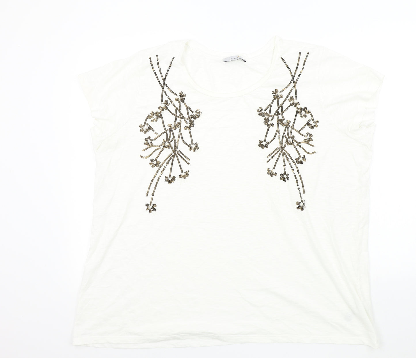 M&S Womens White Geometric  Basic T-Shirt Size 24