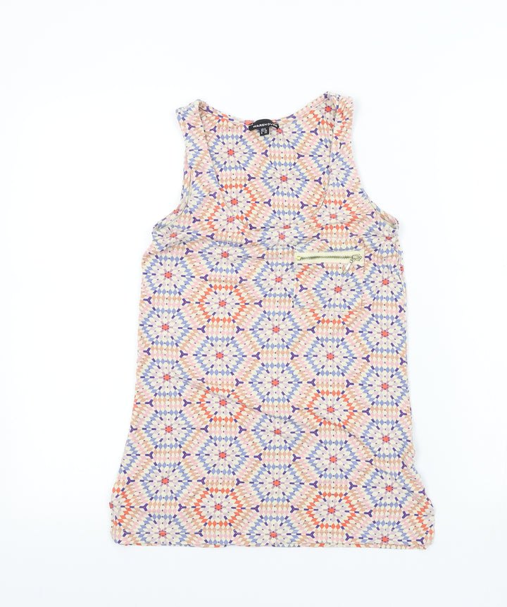 Warehouse Womens Ivory Geometric Basic T-Shirt Size 6