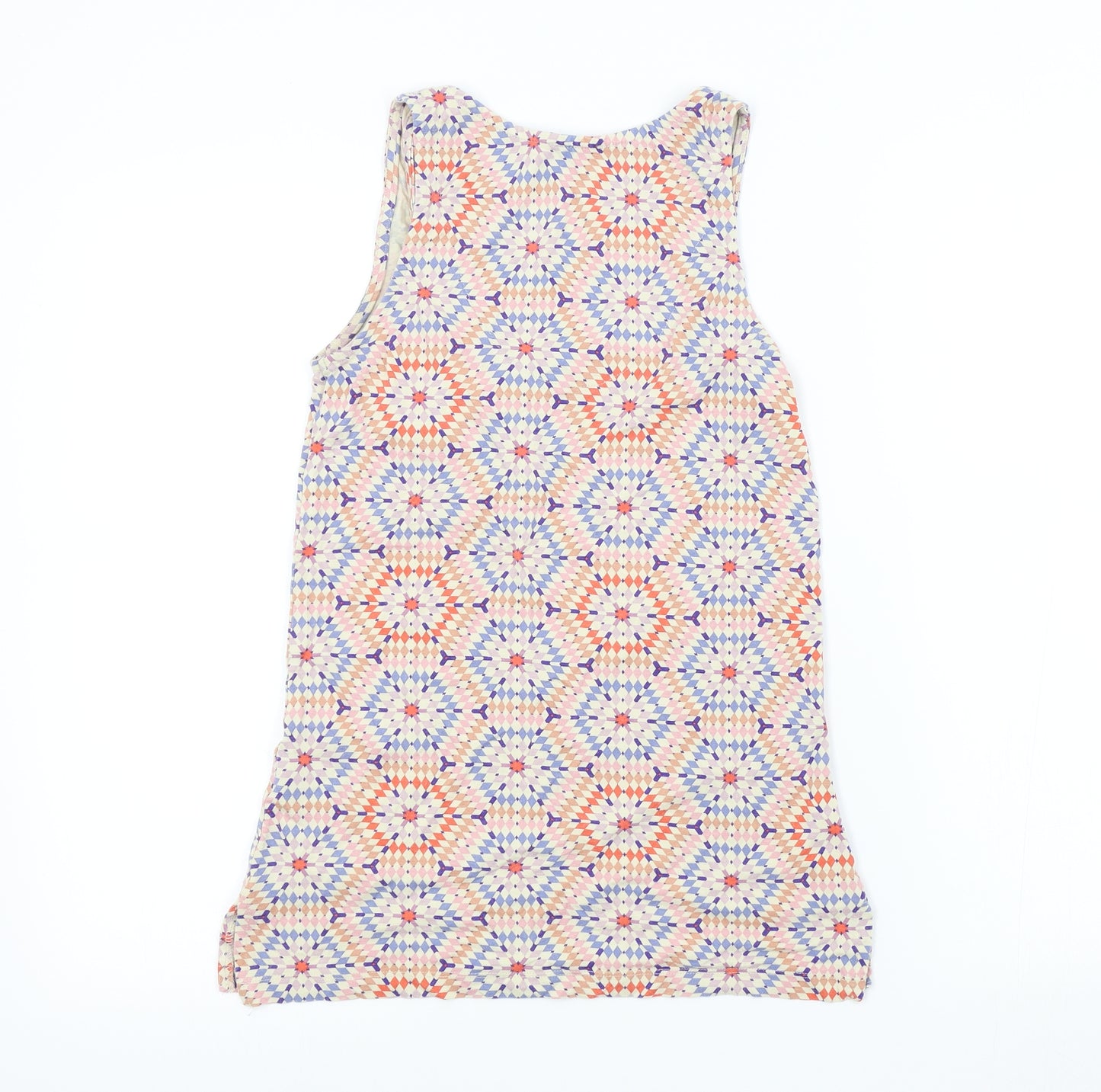Warehouse Womens Ivory Geometric  Basic T-Shirt Size 6