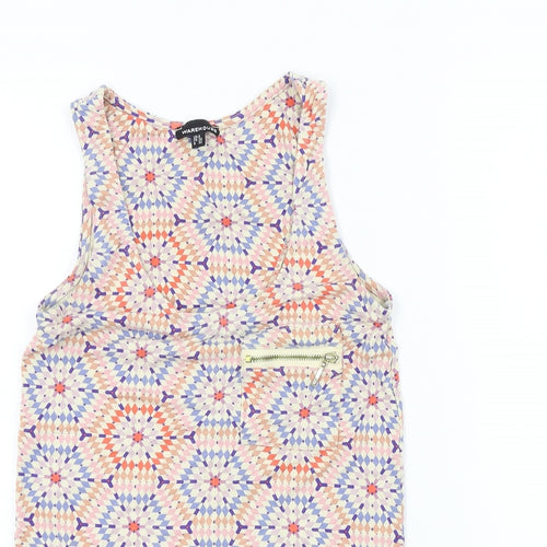 Warehouse Womens Ivory Geometric  Basic T-Shirt Size 6