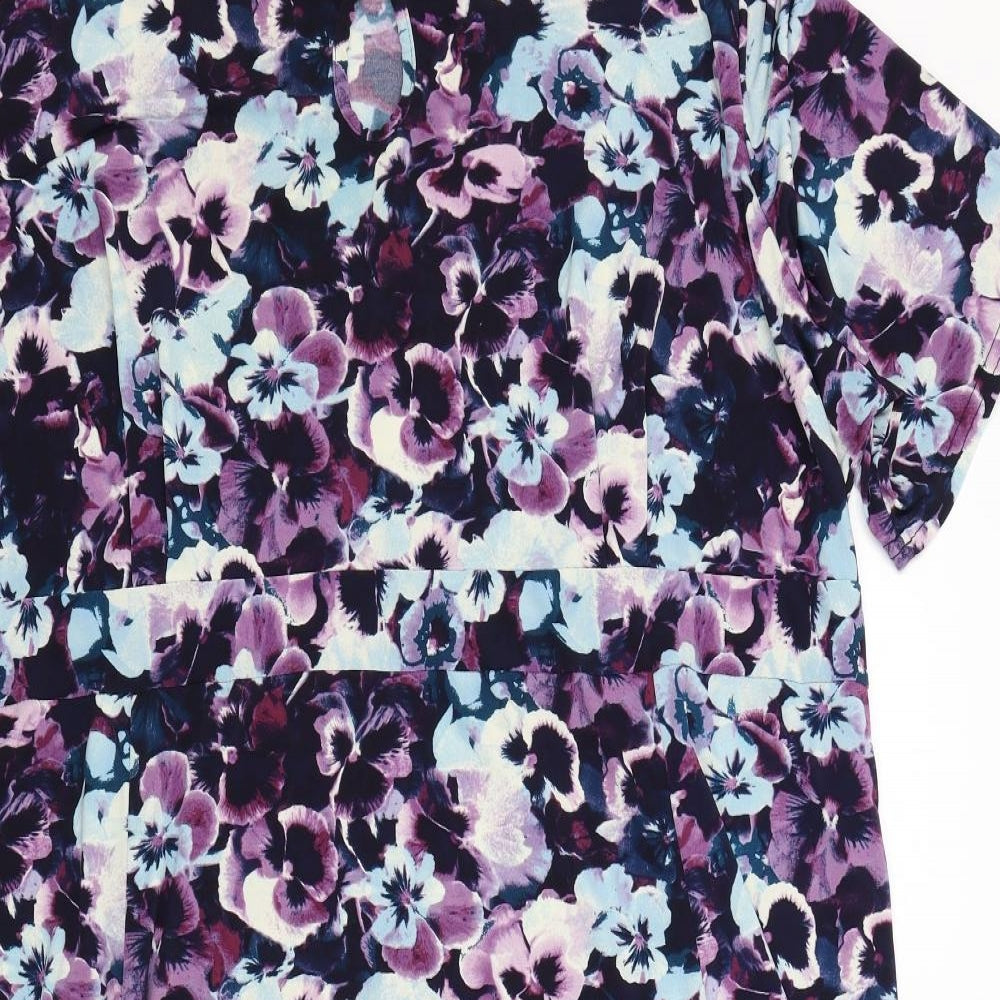 SLIMMA Womens Blue Floral  Fit & Flare  Size 28