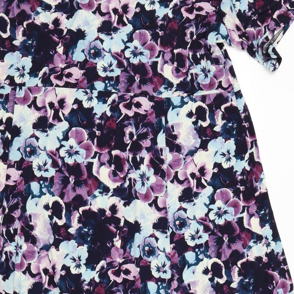 SLIMMA Womens Blue Floral  Fit & Flare  Size 28