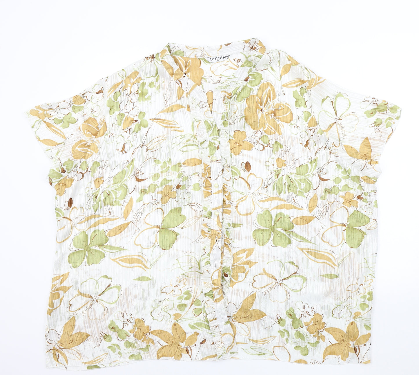 TALK TALK Womens Brown Floral  Basic Button-Up Size 30