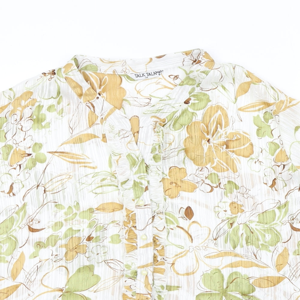 TALK TALK Womens Brown Floral  Basic Button-Up Size 30
