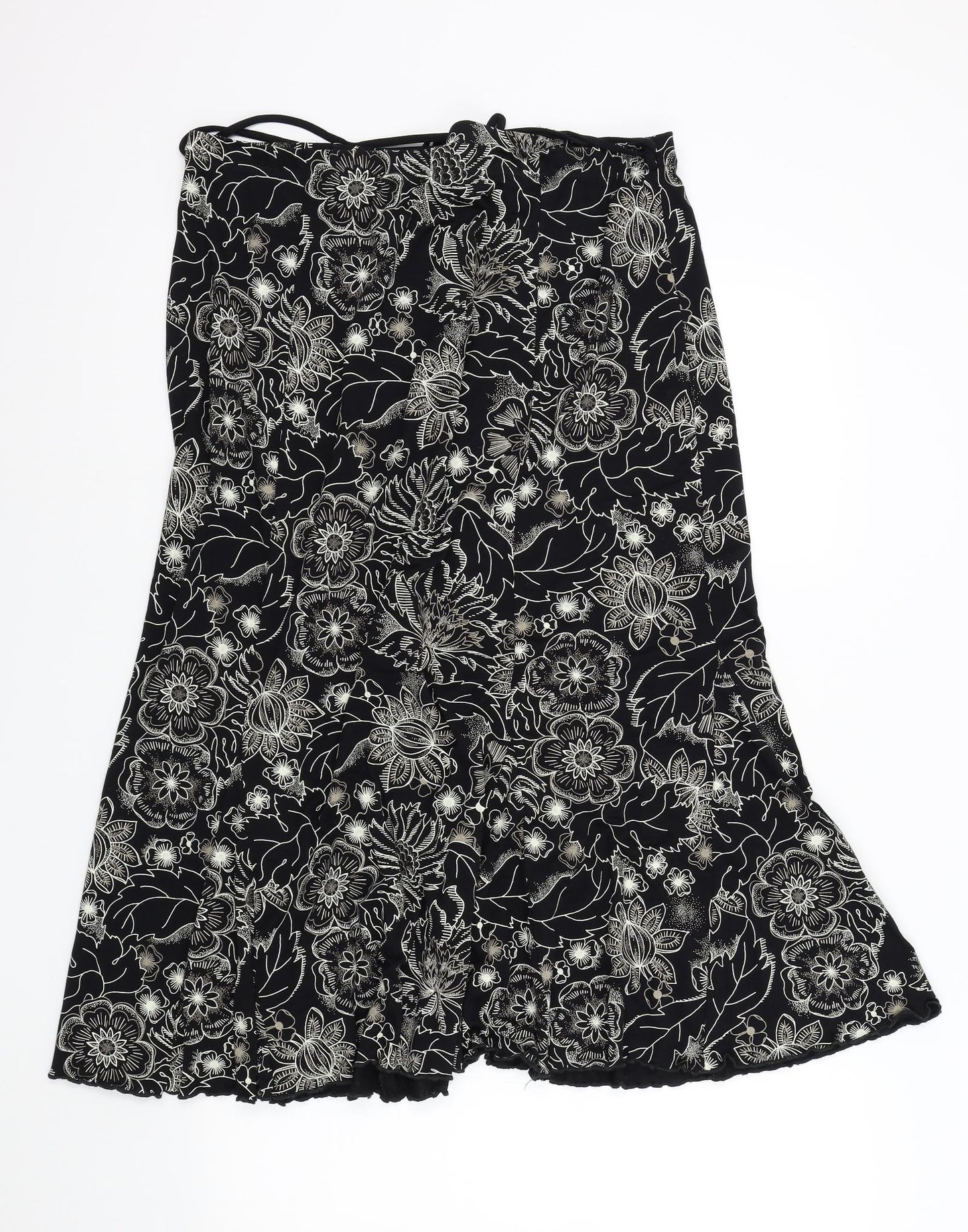 Preworn Womens Black Geometric  Flare Skirt Size 16