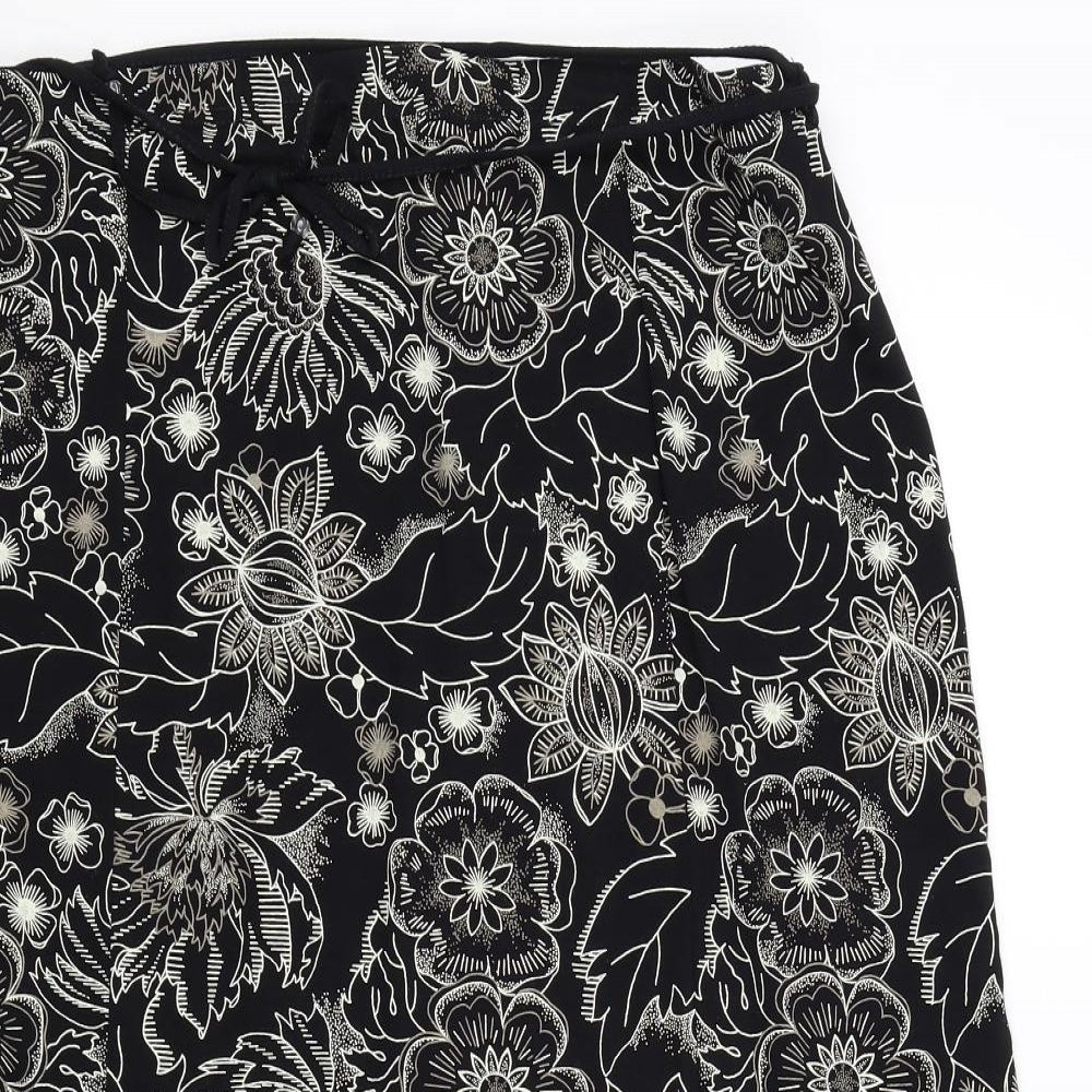 Preworn Womens Black Geometric  Flare Skirt Size 16