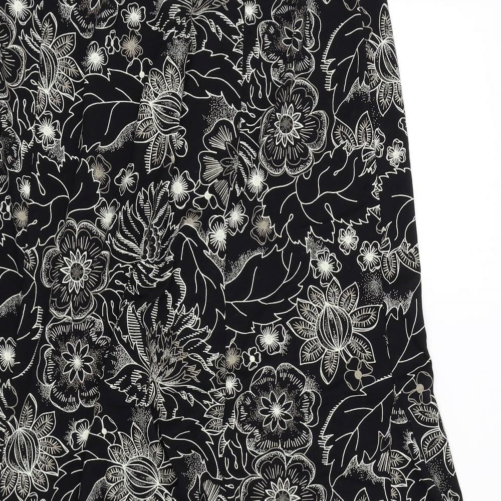 Preworn Womens Black Geometric  Flare Skirt Size 16