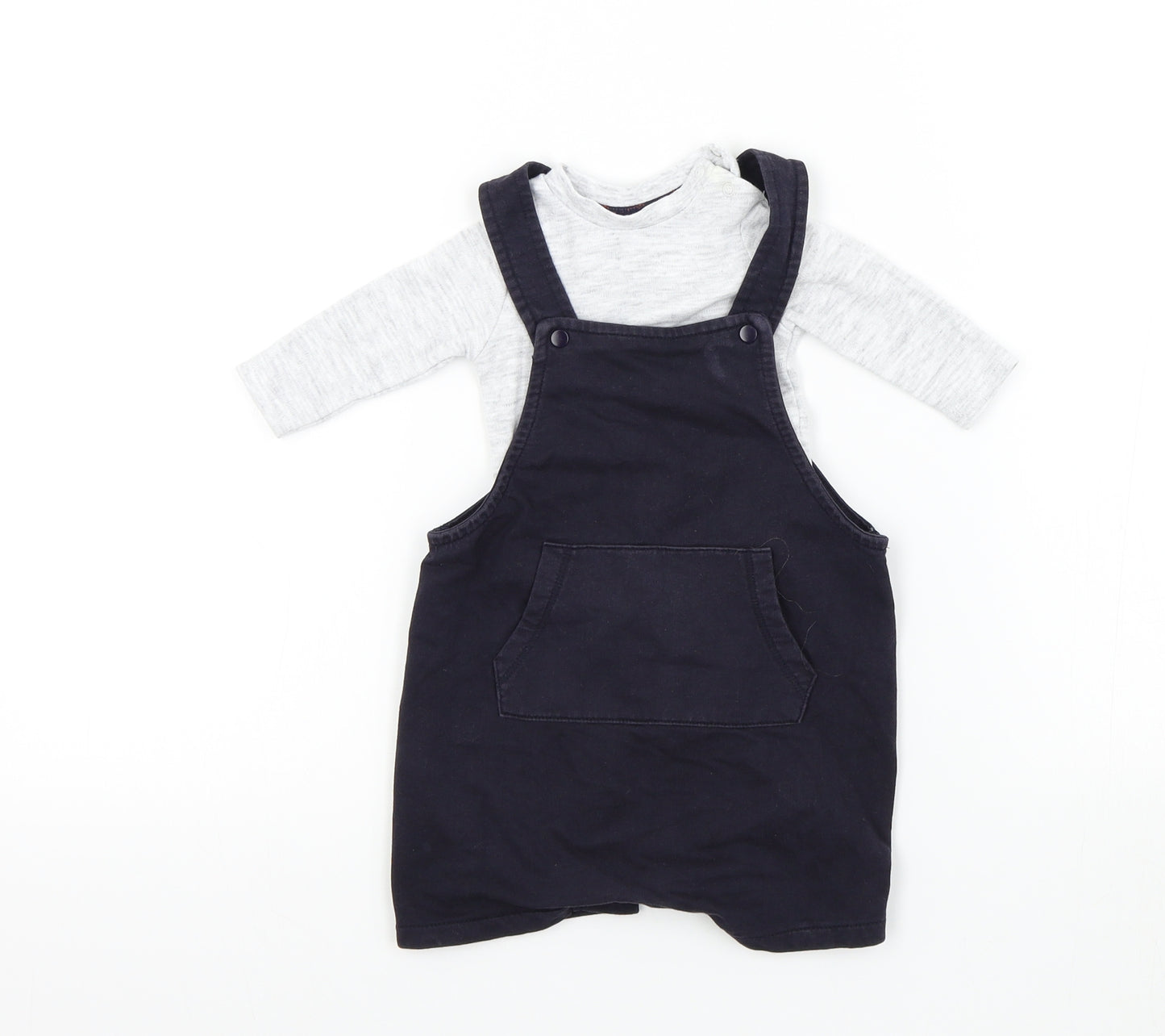 F&F Boys Blue Colourblock  Dungaree One-Piece Size Newborn