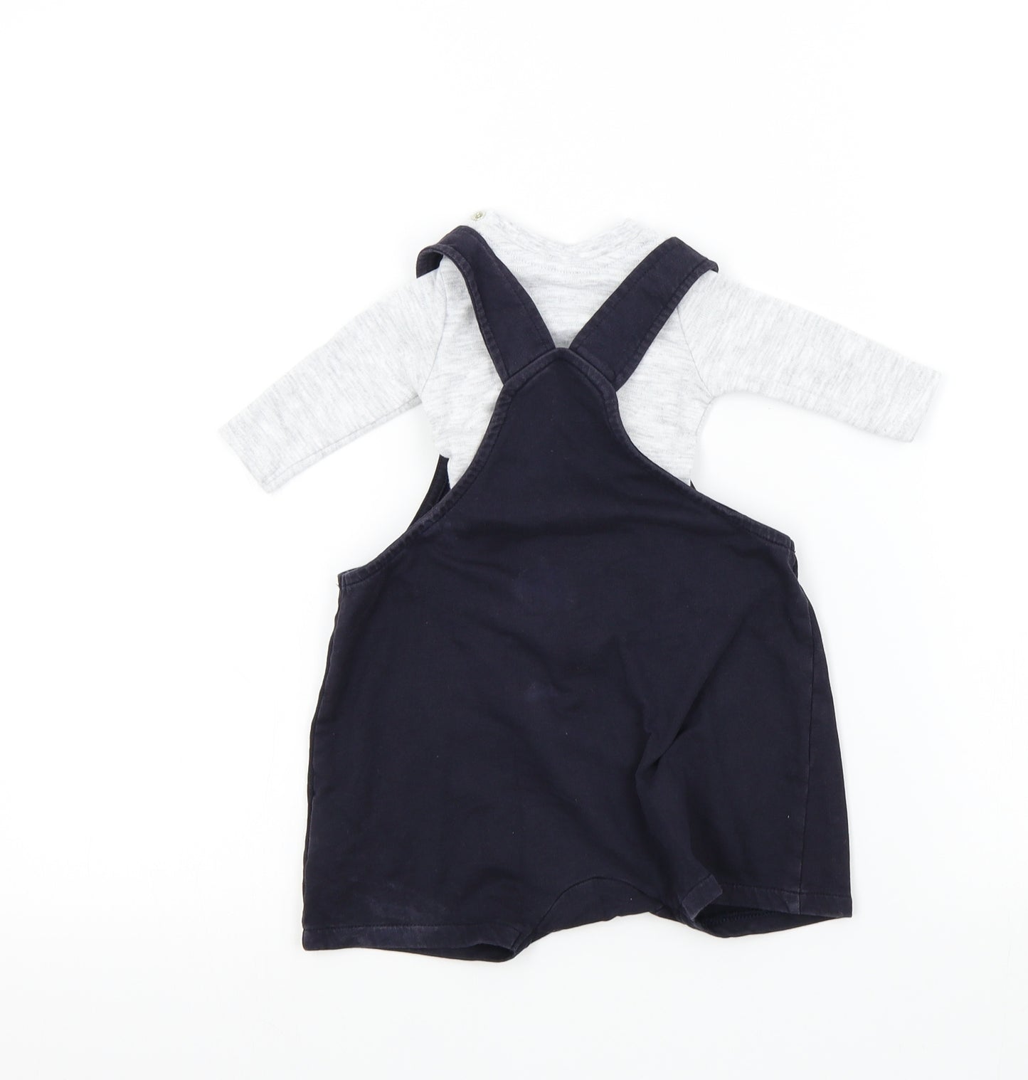 F&F Boys Blue Colourblock  Dungaree One-Piece Size Newborn