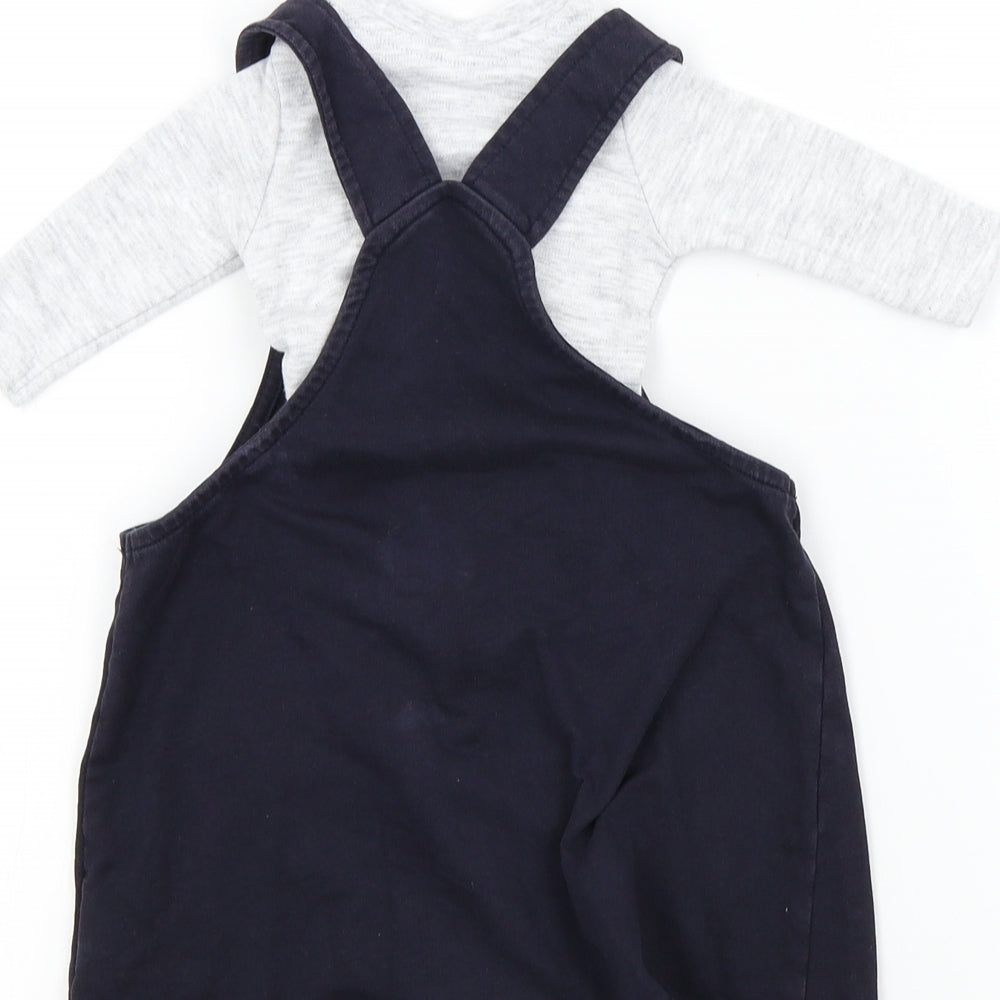 F&F Boys Blue Colourblock  Dungaree One-Piece Size Newborn