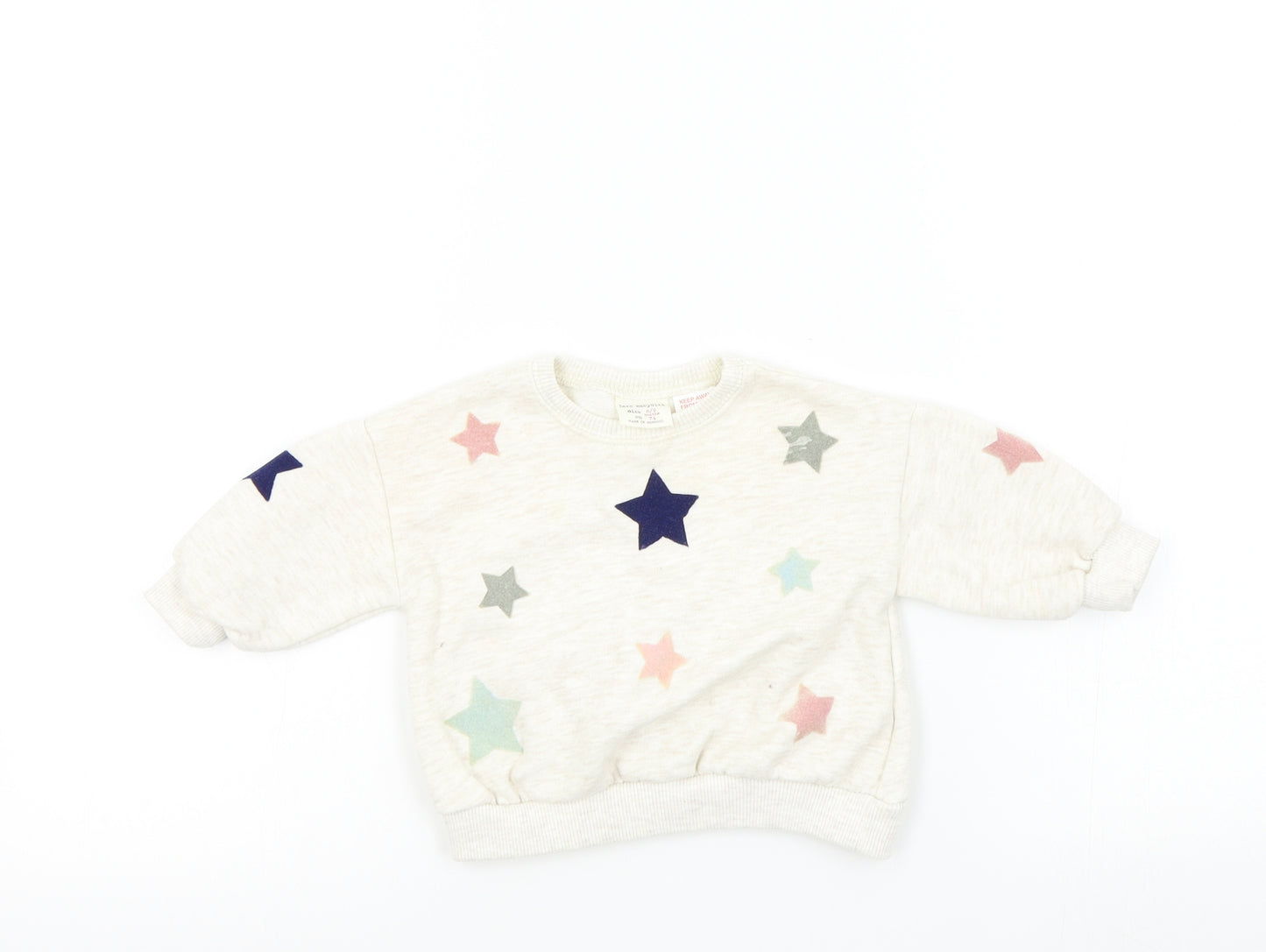 Zara Girls Beige Geometric  Pullover Jumper Size 6-9 Months