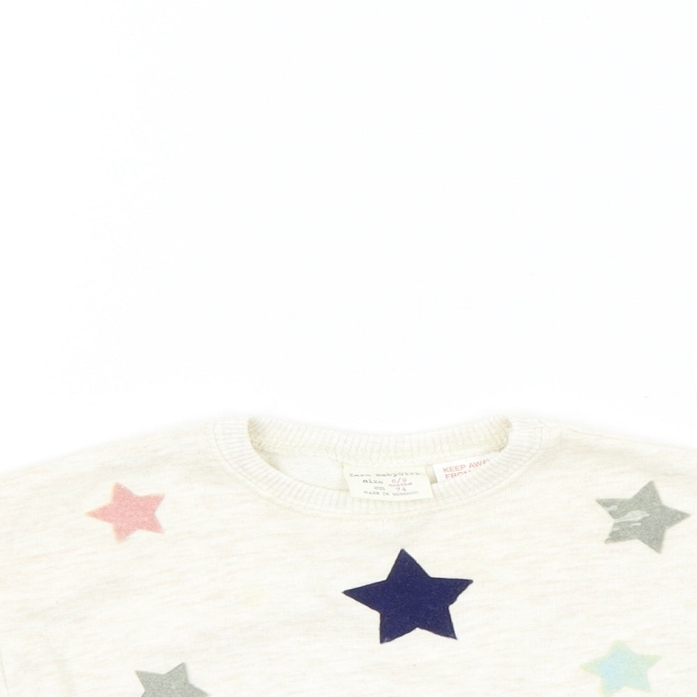 Zara Girls Beige Geometric  Pullover Jumper Size 6-9 Months