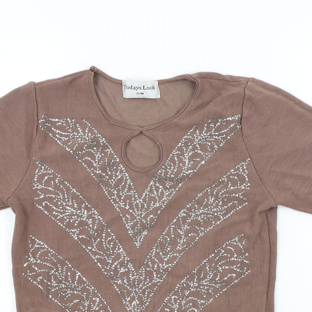 Todays Look Womens Blue Colourblock  Basic T-Shirt Size S