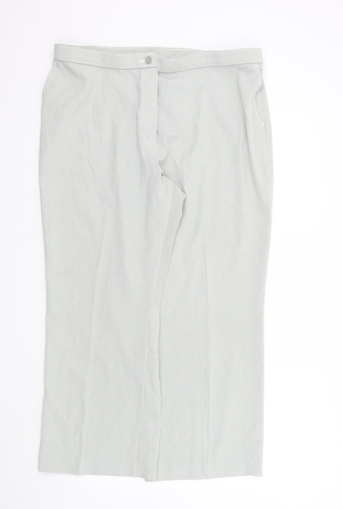 M&S Womens Green Striped  Trousers  Size 20 L26 in