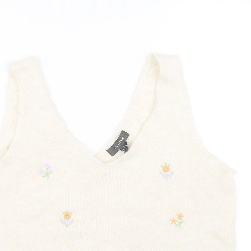 Primark Womens Beige Floral  Vest Jumper Size L
